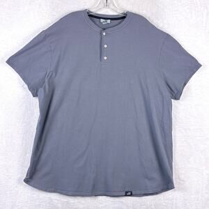 One Bone Henley T Shirt Mens 2 (3XL) Gray Preppy Classic Casual Button Stretch